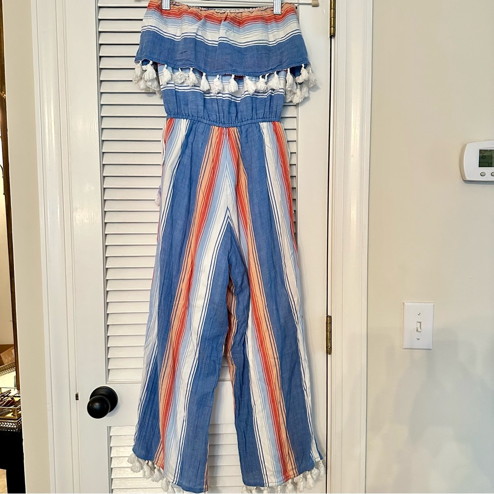 SAYLOR Strapless Striped Pant Romper